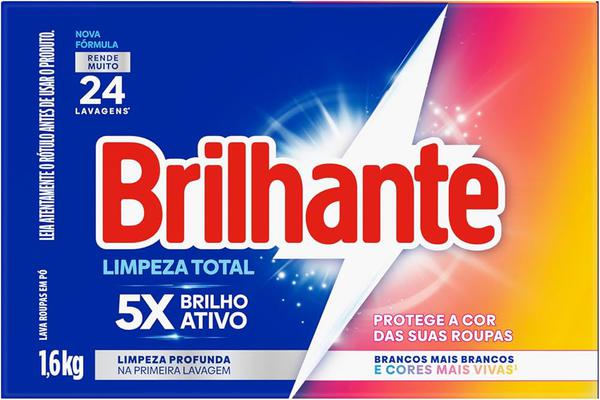 DETERGENTE PO BRILHANTE LIMPEZA TOTAL 1,6KG - R$15.80 - CX/09 - 7891150066687