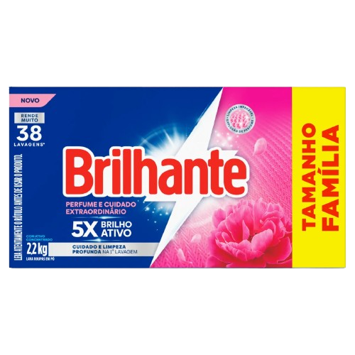 DETERGENTE PO BRILHANTE PERFUME E CUIDADO 2,2KG - R$18.72 - CX/09 - 7891150105201