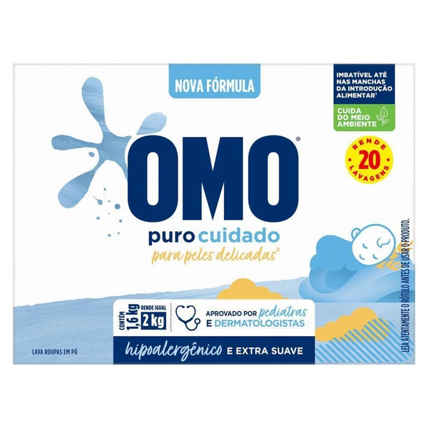 DETERGENTE PO OMO +PURO CUIDADO 1,6KG - R$19.98 - CX/09 - 7891150064676