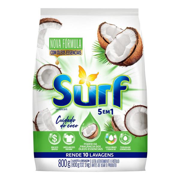 DETERGENTE PO SURF 5EM1 COCO SACHE 800G - R$7.29 - CX/16 - 7891150086791