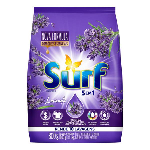 DETERGENTE PO SURF 5EM1 LAVANDA SACHE 800G - R$7.29 - CX/16 - 7891150086784