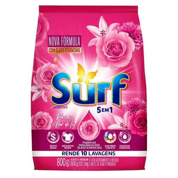DETERGENTE PO SURF 5EM1 ROSAS FLOR LIZ SACHE 800G - R$7.29 - CX/16 - 7891150086777