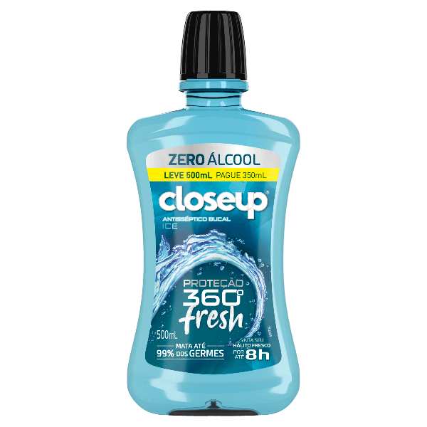 ENXAGUANTE BUCAL CLOSE UP 0 ALCOOL LV500 PG350ML - R$11.64 - CX/12 - 7891150071803