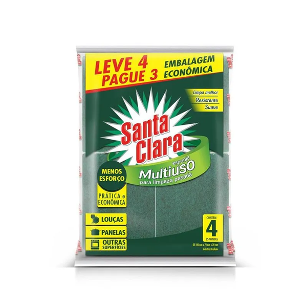ESPONJA SANTA CLARA MULT USO LV4 PG3 - R$3.05 - CX/15 - 7898083661446
