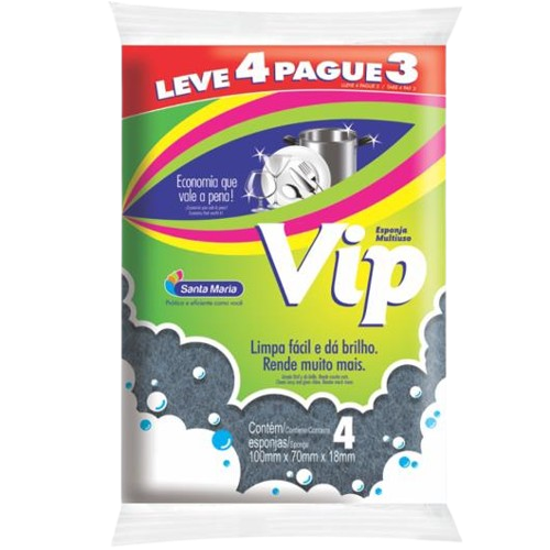 ESPONJA STA MARIA VIP FD LV 4 PG 3 (60 x 4) - R$2.27 - CX/60 - 7896314707451