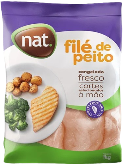 FILE DE PEITO FRANGO NAT PACOTE 1KG - R$15.50 - CX/12 - 7898506323715