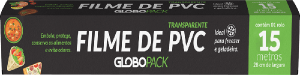 FILME PVC GLOBOPACK 28CMX15M - R$3.09 - CX/25 - 7898971010066