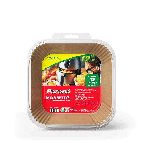 FORRO PAPEL P/AIR FRYER QUADRADA PARANA 3L C/12UN - R$7.36 - CX/12 - 7896080901947