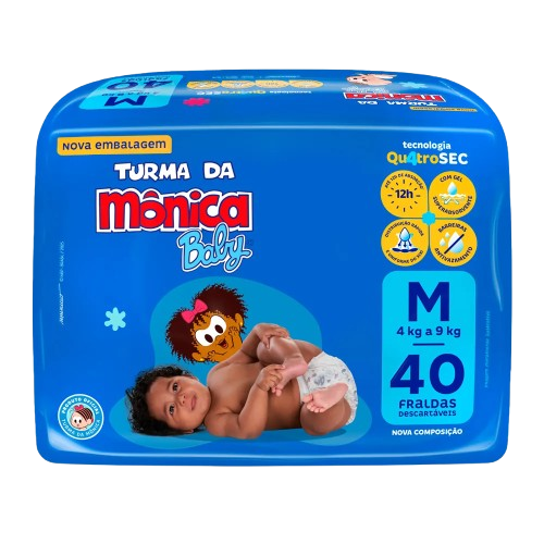 FRALDA DESC TURMA MONICA ECONOMICA MD 40UN - R$23.00 - FD/06 - 7898133020018
