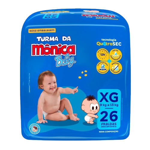 FRALDA DESC TURMA MONICA ECONOMICA XG 26UN - R$23.00 - FD/06 - 7898133020032