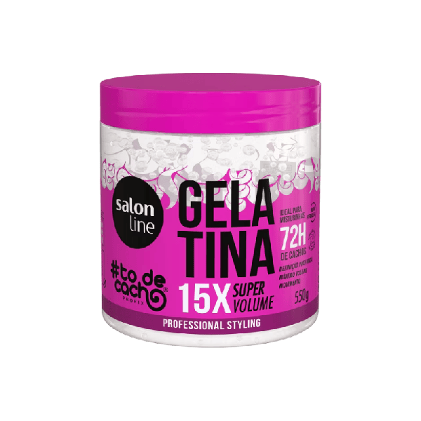 GELATINA SALON LINE CACHOS SUPER VOLUME 550G - R$22.33 - CX/06 - 7898623950047