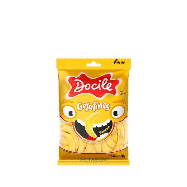 GELATINES DOCILE BANANA 80G - R$3.68 - CX/12 - 7896451908810