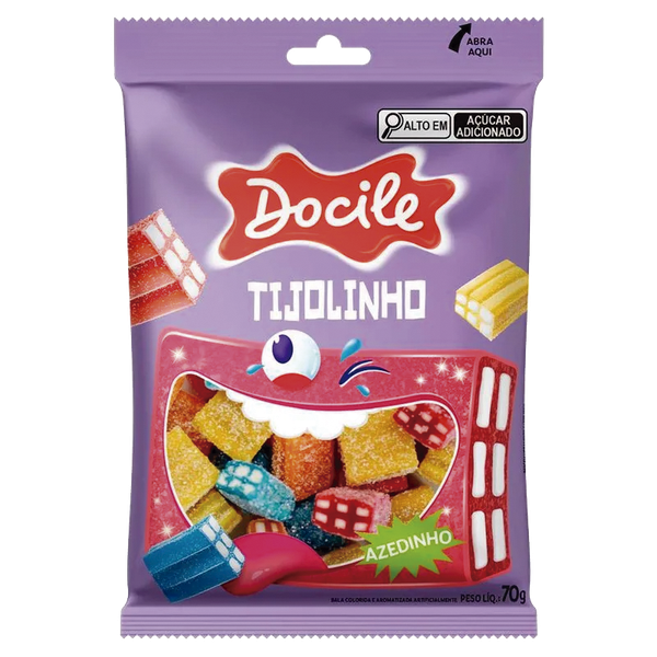 GELATINES DOCILE TIJOLINHO AZEDINHO 70G - R$3.68 - CX/12 - 7896451926210