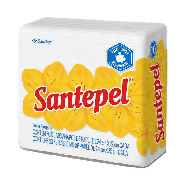 GUARDANAPO PAPEL SANTEPEL PEQUENO 50UN GST 23 - R$1.80 - CX/80 - 7896110083254
