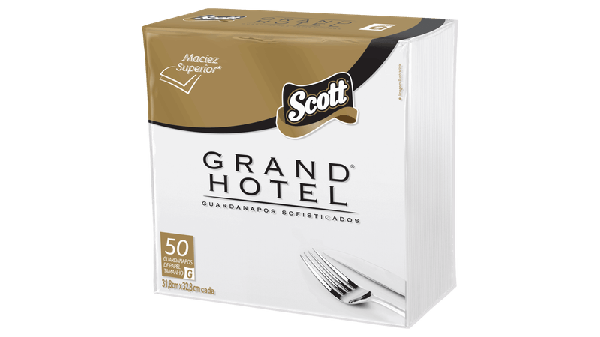 GUARDANAPO PAPEL SCOTT FD GRAND HOTEL 31,8X32,8CM - R$5.90 - CX/72 - 7891172151323
