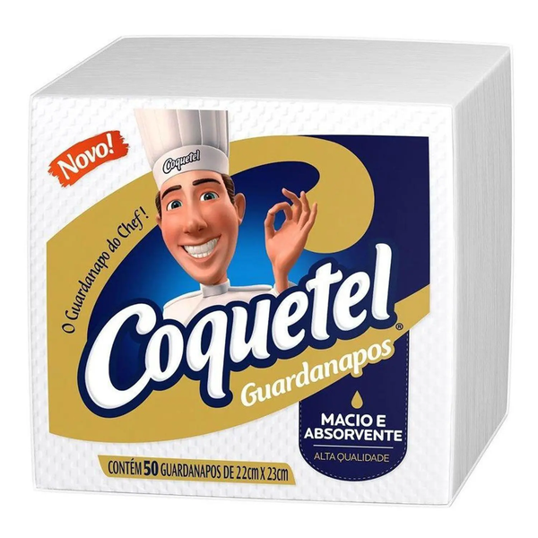 GUARDANAPO PAPEL COQUETEL 22CM X 23CM - R$1.62 - CX/40 - 7896301800028