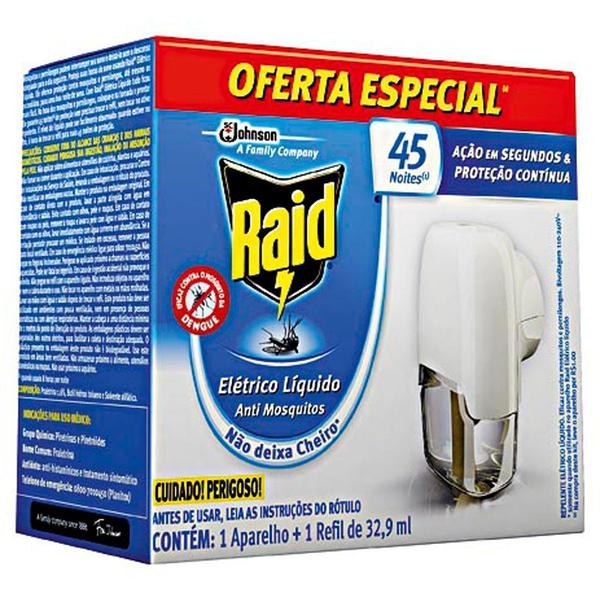 RAID ELETRICO 45N + REFIL32,9ML - R$14.42 - CX/12 - 7894650002582
