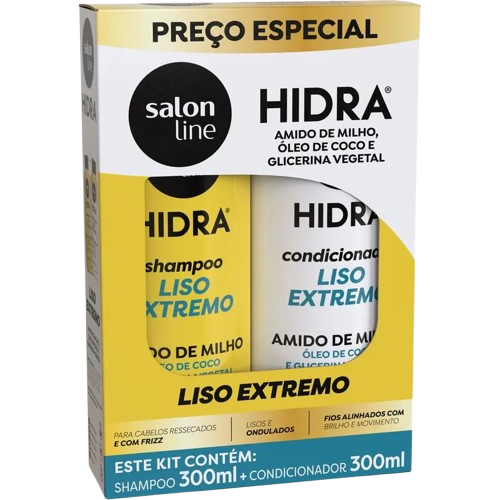 KIT SALON LINE SH + COND HIDRA AMIDO DE MILHO 300M - R$15.70 - CX/06 - 7898623956872