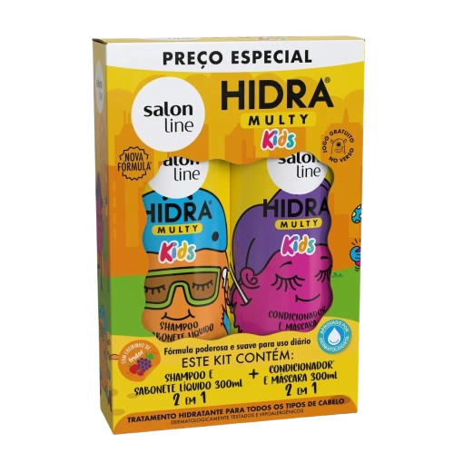 KIT SALON LINE SH+COND HIDRA KIDS MULTY 300ML - R$15.70 - CX/06 - 7898623957350