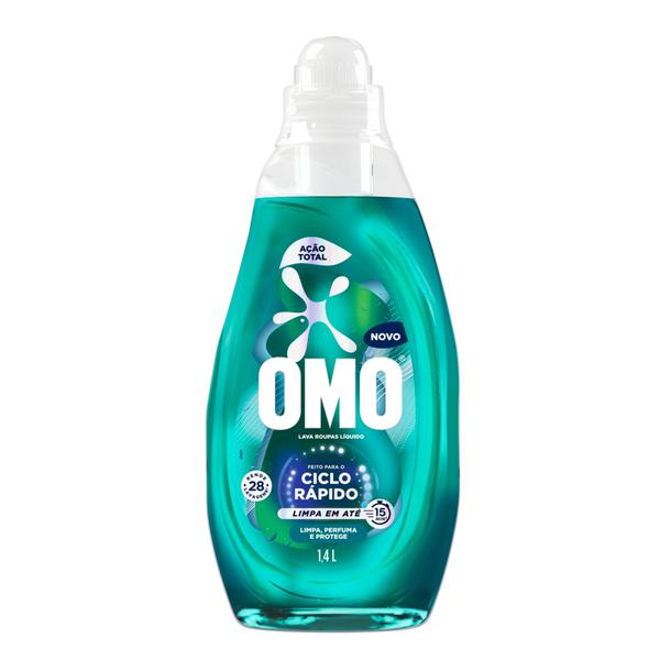LAVA ROUPAS LIQ OMO CICLO RAPIDO ACAO TOTAL 1,4L - R$23.40 - CX/06 - 7891150104303