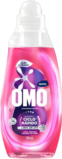 LAVA ROUPAS LIQ OMO CICLORAPIDO CUIDADO 750ML - R$13.91 - CX/12 - 7891150104266