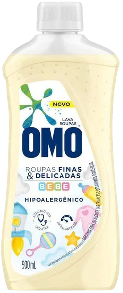 LAVA ROUPAS LIQ OMO FINAS E DELICADAS BEBE 900ML - R$9.90 - CX/12 - 7891150072800
