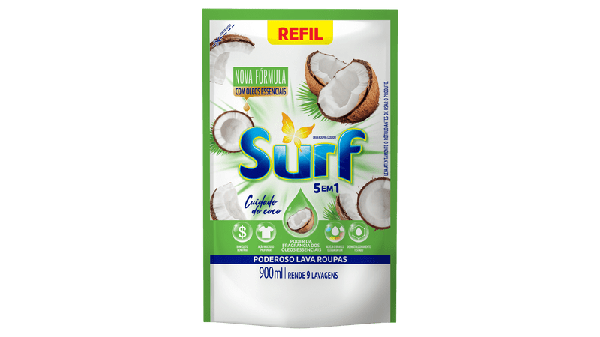 LAVA ROUPAS LIQ SURF CUIDADO DO COCO REFIL 900ML - R$7.79 - CX/12 - 7891150091047