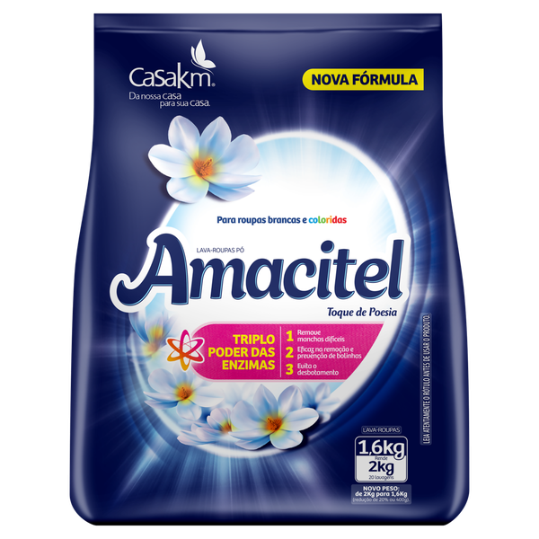 DETERGENTE PO AMACITEL TOQUE POESIA 1,6KG - R$10.14 - CX/7 - 7896040708739