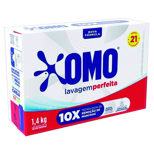 LAVA ROUPAS PO OMO LAVAGEM PERFEITA 1,4KG - R$15.99 - CX/09 - 7891150198807