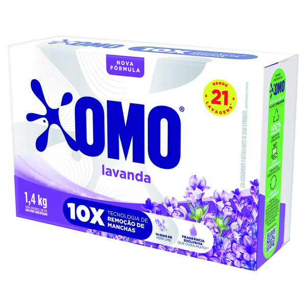 LAVA ROUPAS PO OMO LAVANDA 1,4KG - R$15.99 - CX/09 - 7891150198814