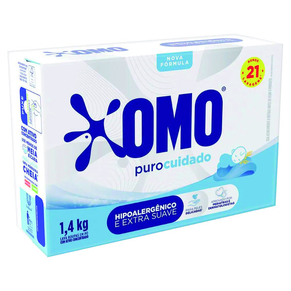 LAVA ROUPAS PO OMO PURO CUIDADO 1,4KG - R$15.99 - CX/09 - 7891150198821