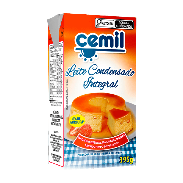 LEITE CONDENSADO INTEGRAL CEMIL TP 395G - R$5.99 - CX/27 - 7896590817035