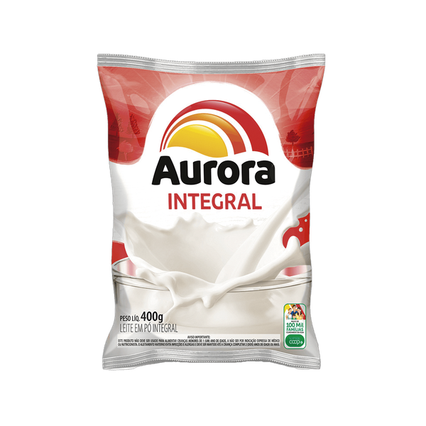 LEITE PO AURORA INTEGRAL 400G - R$12.80 - CX/25 - 7891164027704