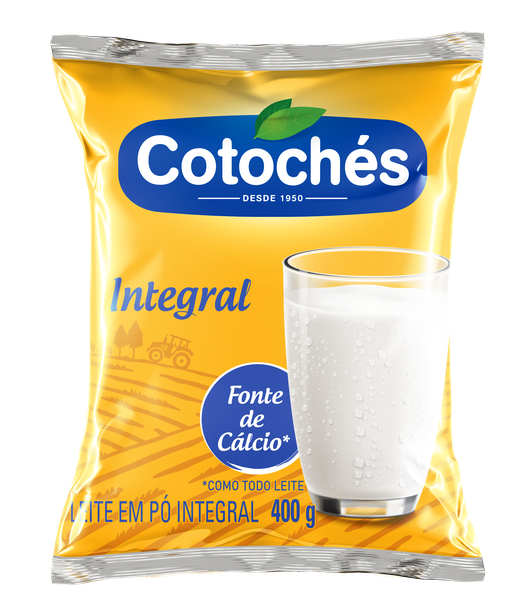 LEITE PO COTOCHES INTEGRAL PACOTE 400G - R$11.79 - CX/25 - 7891097102721