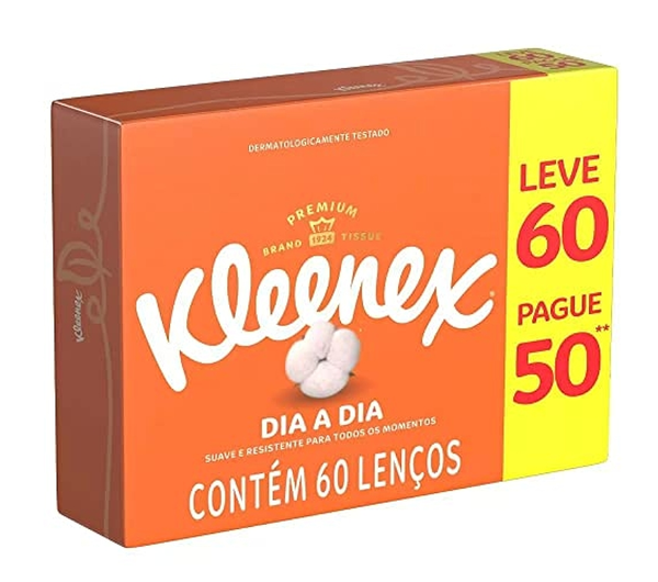 LENCO KLEENEX BOX LEVE 60 PAGUE 50 - R$3.96 - CX50 - 7891172172106