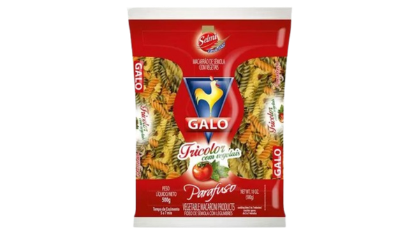 MACARRAO GALO SEMOLA PARAFUSO TRICOLOR 500G - R$3.95 - FD/20 - 7896022203733