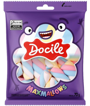 MARSHMALLOW DOCILE BAUNILHA TWIST COLOR1 70G - R$3.97 - CX/12 - 7896451929389