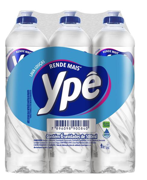 PACK DETERGENTE LIQ YPE CLEAR 6X500ML - R$11.88 - CX/04 - 7896098900840