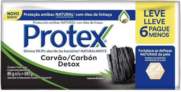 PACK SAB PROTEX ANTIBAC CARVAO DETOX LV 6 PG 5 85G - R$15.52 - CX/12 - 7509546678870