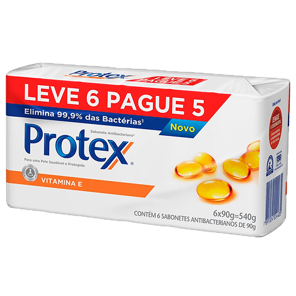 PACK SAB PROTEX VITAMINA E LV 6 PG 5 85G - R$15.52 - CX/12 - 7891024035528