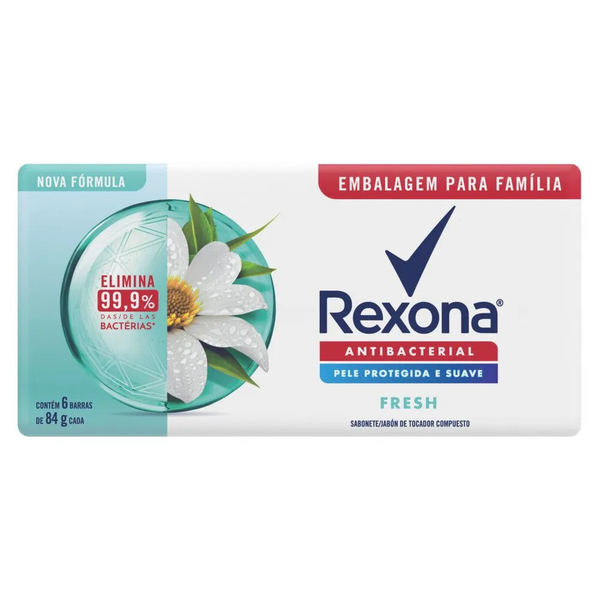PACK SAB REXONA ANTIBACTERIAL FRESH 6X84G - R$12.35 - CX/18 - 7891150067172