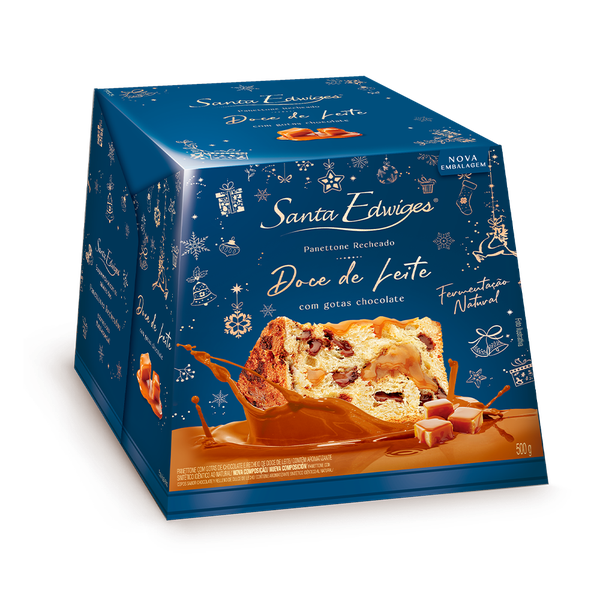 PANETTONE STA EDWIGES RECHEADO DOCE LEITE 500G - R$23.00 - CX/18 - 7896064205276