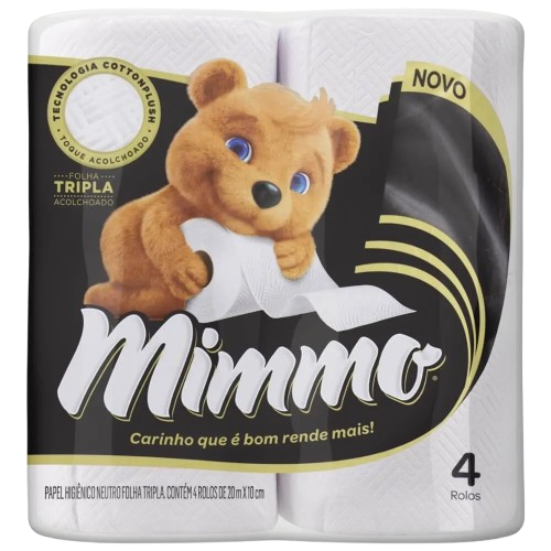 PAPEL HIG MIMMO NEUTRO FOLHA TRIPLA 20M C/4 - R$6.76 - FD/16 - 7898962794258