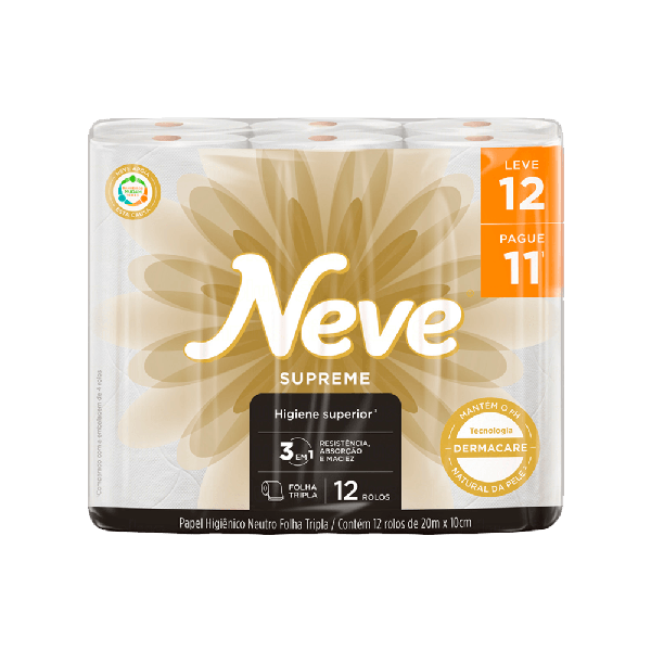PAPEL HIG NEVE SUPREME FT 20M L12 P11 - R$22.67 - FD/6 - 7891172523472