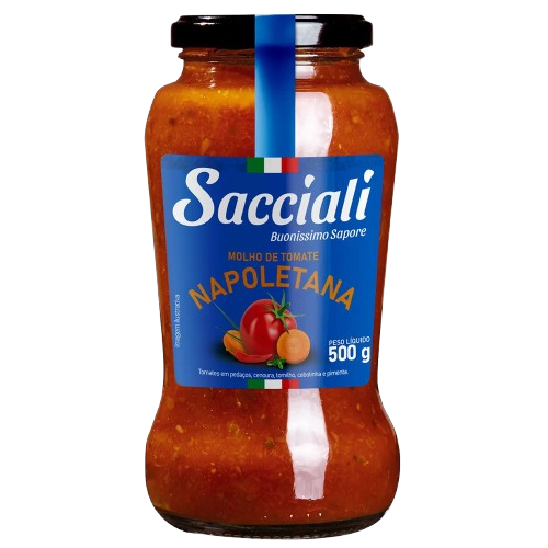 PASSATA RUSTICA SACCIALI NAPOLETANA VD 500G - R$10.30 - CX/24 - 7896292301641