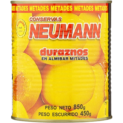 PESSEGOS EM CALDA NEUMANN METADES 450G - R$8.99 - CX/12 - 7896040900119