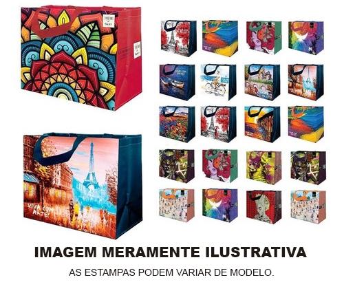 SACOLA RETORNAVEL ESTAMPAS VARIADAS 37X42X19CM - R$5.98 - CX/100 - 7898964395019