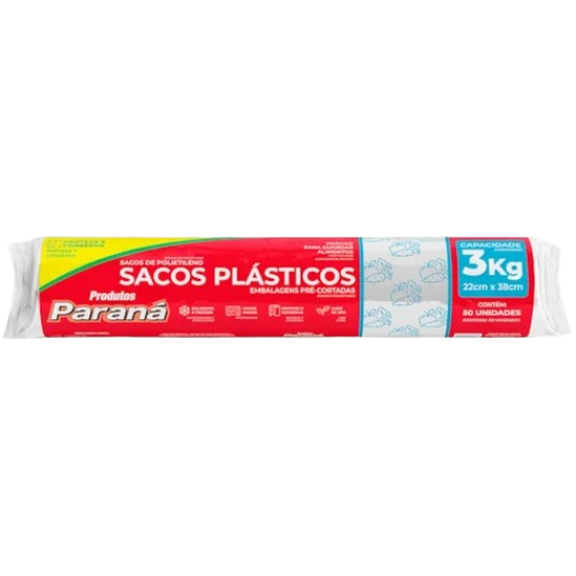 SACOS PLASTICOS PARANA 3KG 50UN - R$5.89 - CX/25 - 7896080901718
