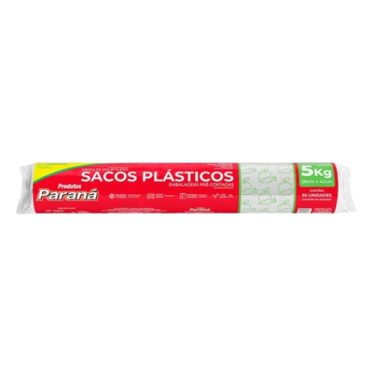SACOS PLASTICOS PARANA 5KG 50UN - R$6.94 - CX/25 - 7896080901725