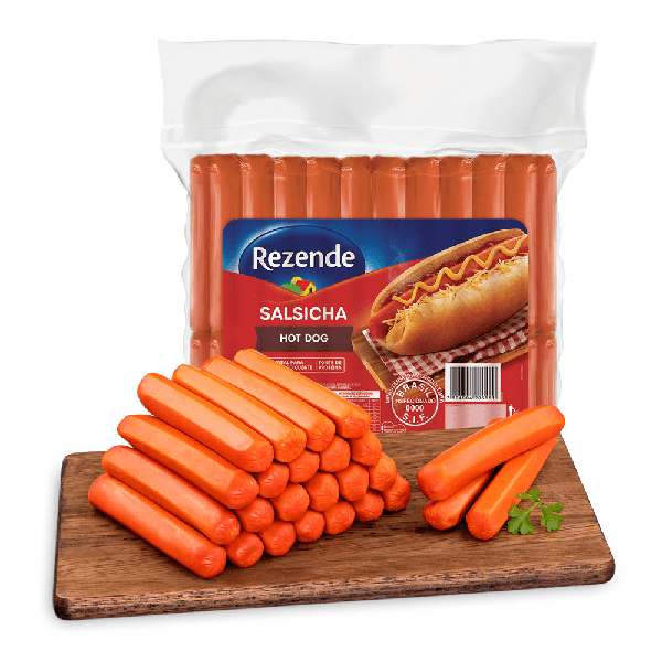 SALSICHA HOT DOG REZENDE KG - R$6.80 - CX/20 - 7894904577859